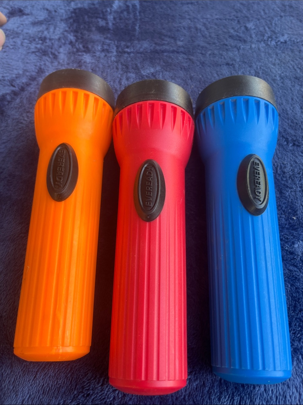3-Pack Kids Flashlight Set — Orange, Red & Blue